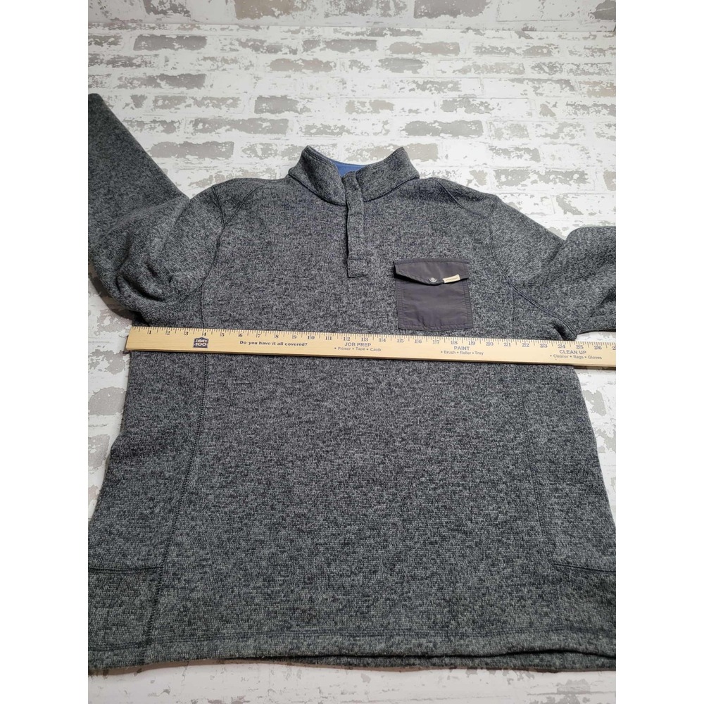 Woolrich Fleece Sweater Mens Size XL Gray 1/4 Snaps Pullover Pocket Polyester - Picture 3 of 6